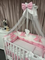 Lenjerie de patut personalizata 11 piese ROYAL White Pink - PEPPIbambini - Image 4